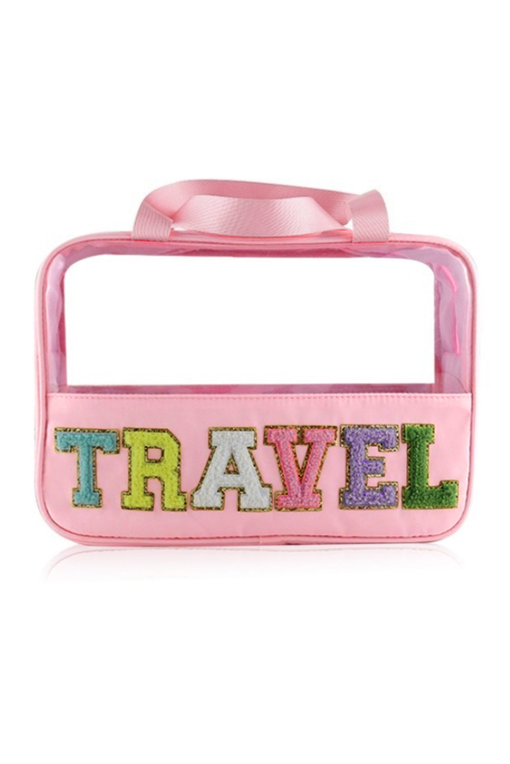 Parchment TRAVEL Chenille Letter Clear PVC Makeup Bag