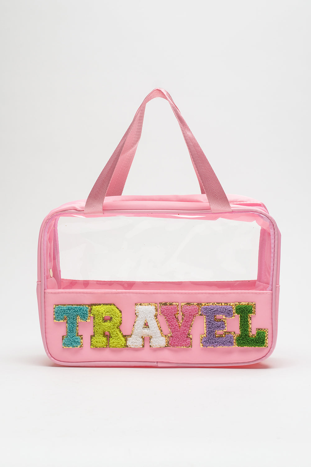 Parchment TRAVEL Chenille Letter Clear PVC Makeup Bag