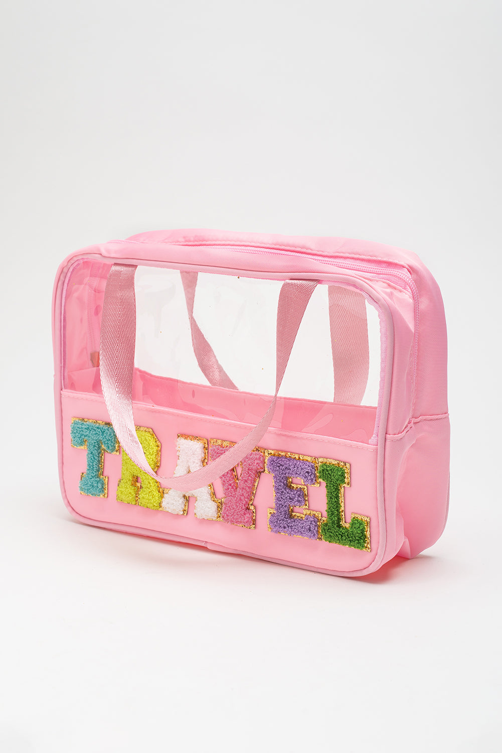 Parchment TRAVEL Chenille Letter Clear PVC Makeup Bag