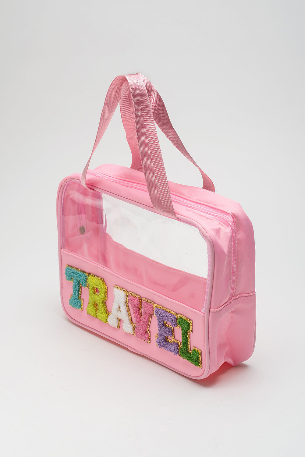 Parchment TRAVEL Chenille Letter Clear PVC Makeup Bag